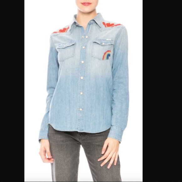 MOTHER | All my ex's embroidered denim shirt (Surf Girl School) - Picture 3 of 16